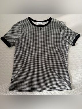 Courreges contrasting-trim cotton T-shirt